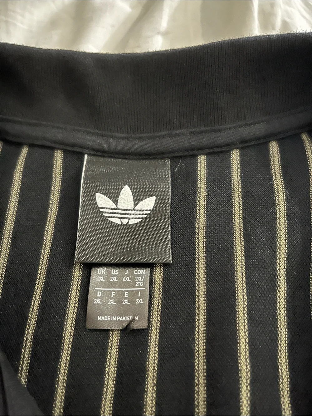 adidas Black Polo with Thin Vertical Stripes